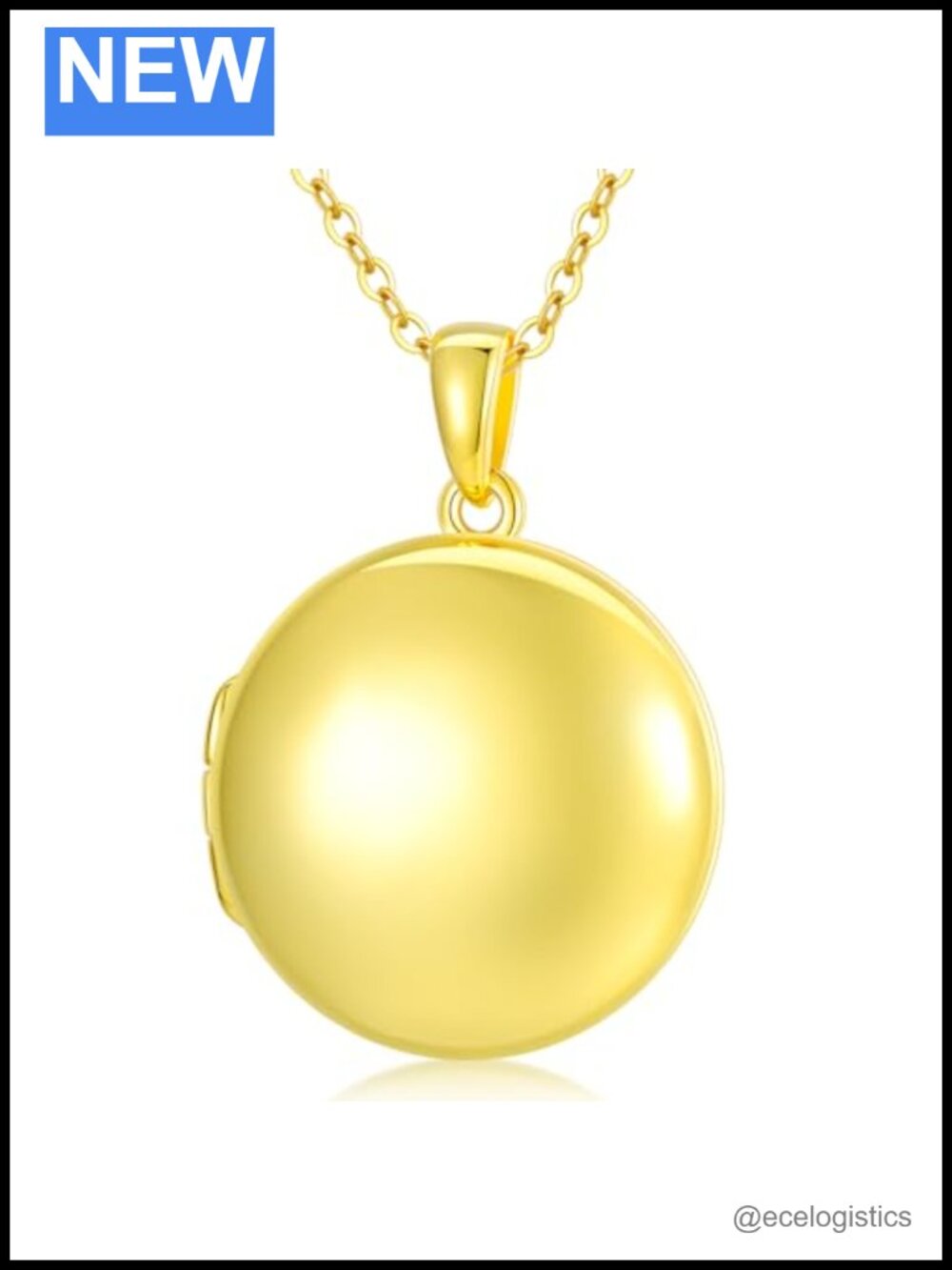 18k Gold Plated Silver Round Photo Locket Necklace Adjustable Chain
